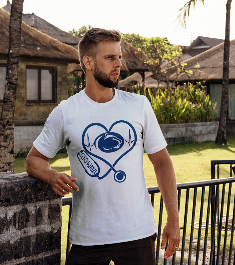 Penn State Nittany Lions Nurse Heartbeat Stethoscope Love T-Shirt