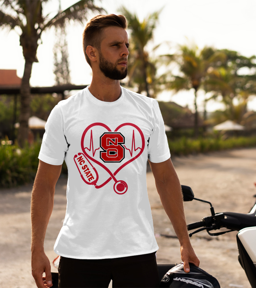Nc State Wolfpack Heartbeat Nurse Love T-Shirt