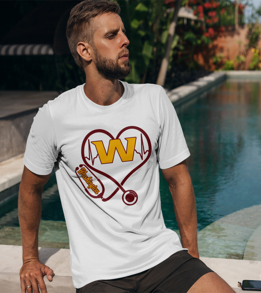 Washington Nurse Love Heartbeat Stethoscope W T-Shirt