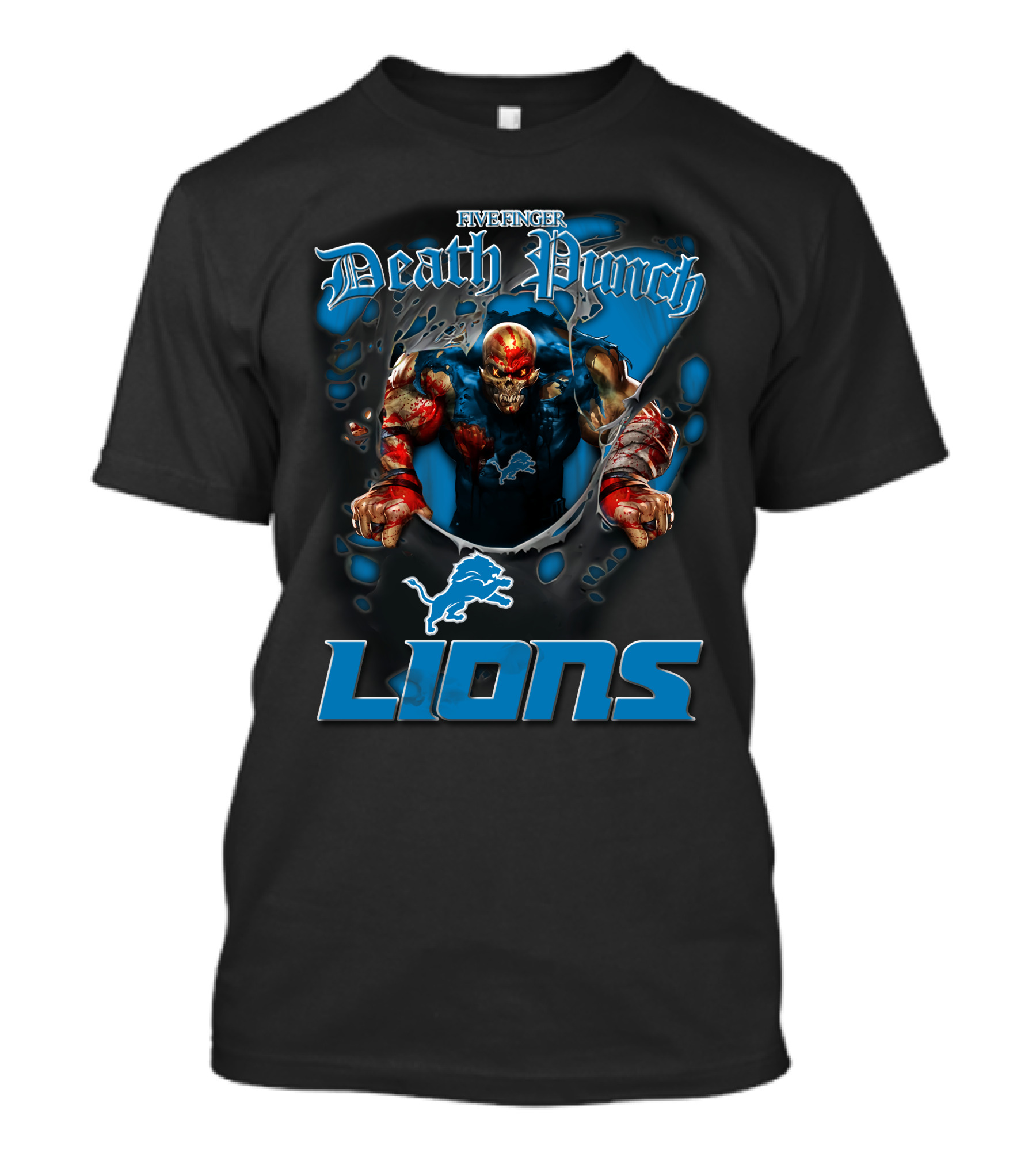 Five Finger Death Punch Detroit Lions Harley Davidson Biker Nfl T-Shirt