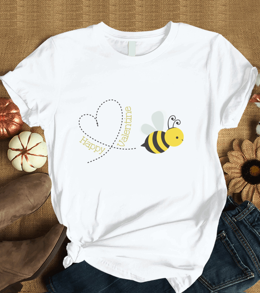 Happy Valentine Bee Heart Trail T-Shirt
