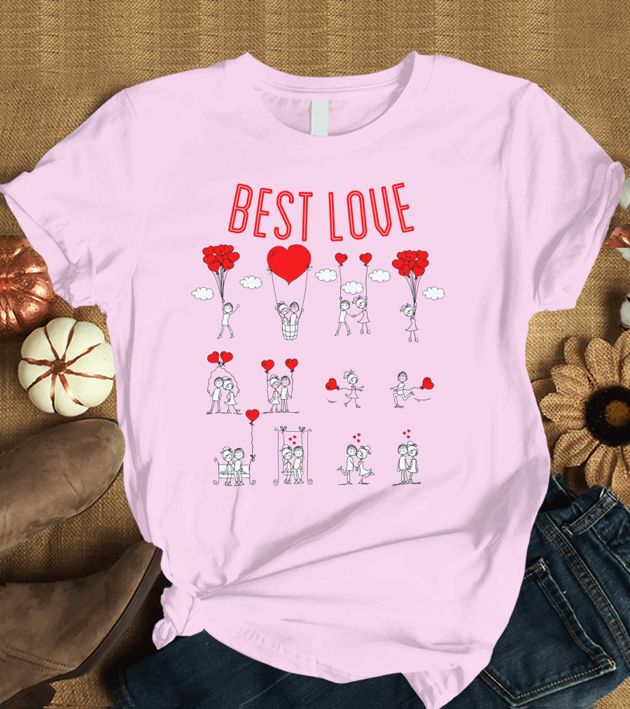 BEST LOVE Romantic Balloons Couple T-Shirt