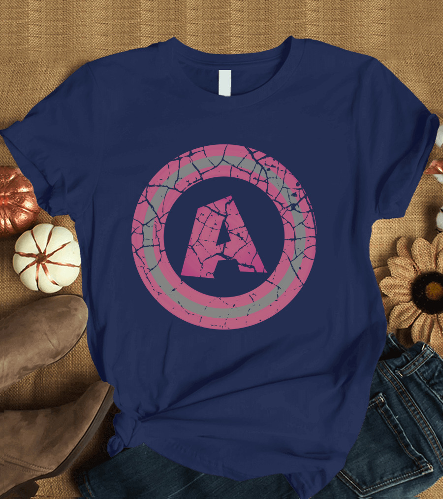 Cracked Pink and Grey Letter A with Circle T-Shirt