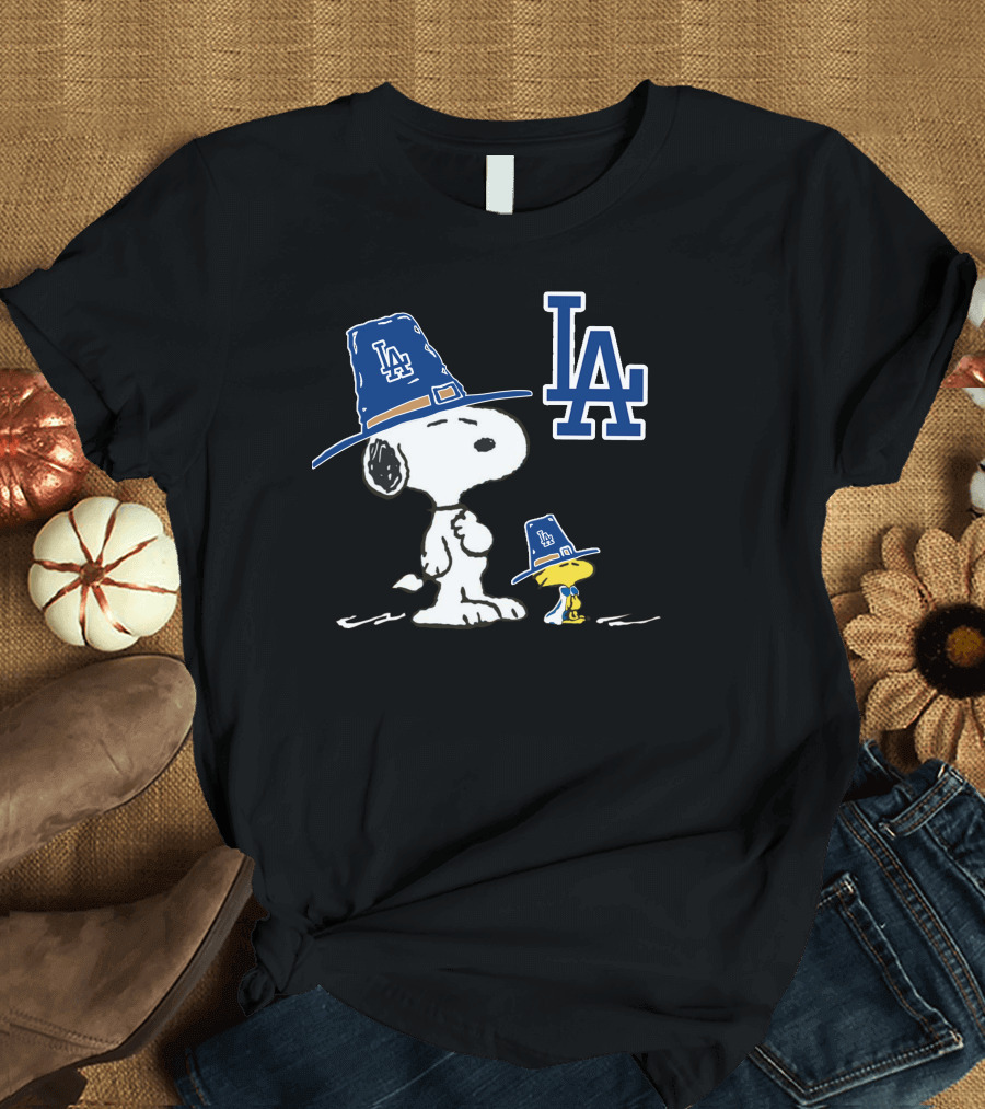 Dodgers Snoopy LA Pilgrim Hat Peanuts T-Shirt