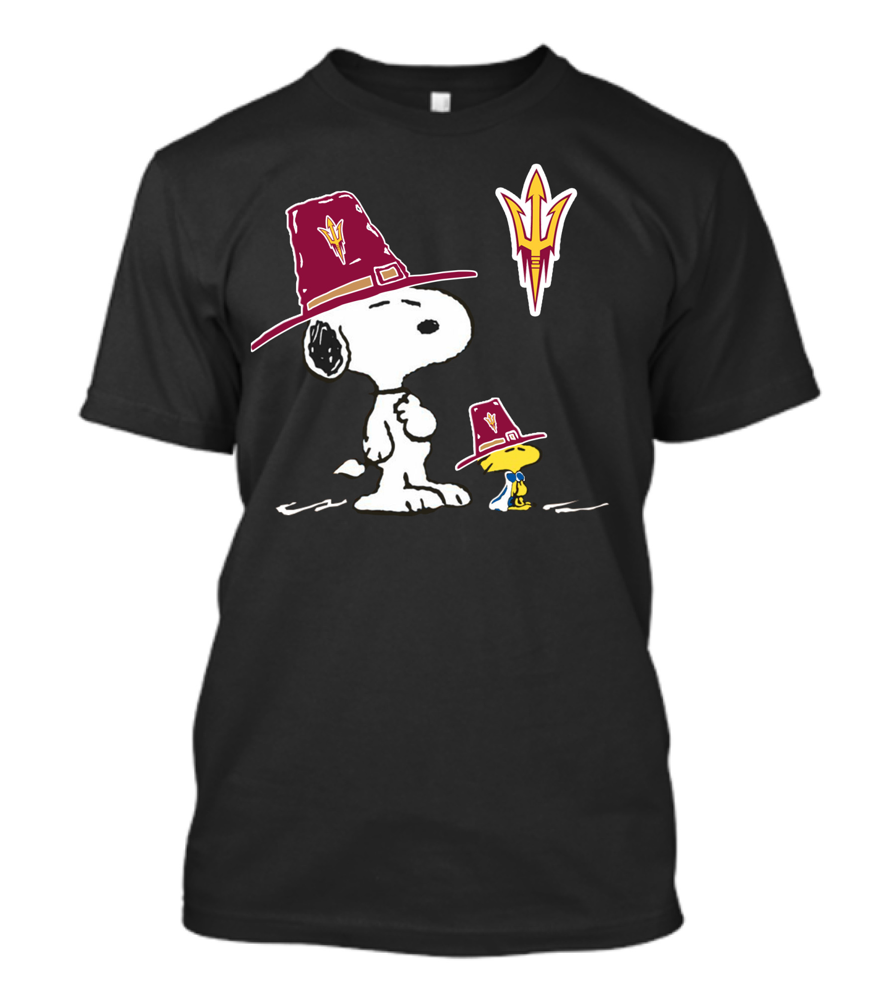 Arizona State Sun Devils Snoopy Woodstock Thanksgiving Pilgrim Hats T-Shirt