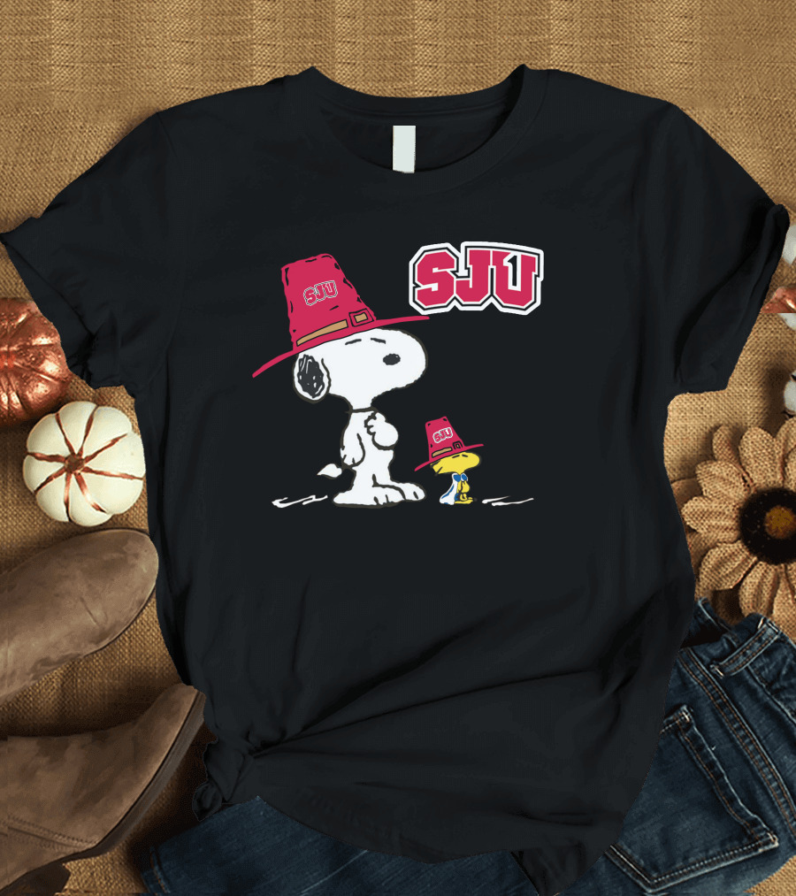 Snoopy SJU Red Hat with Woodstock T-Shirt