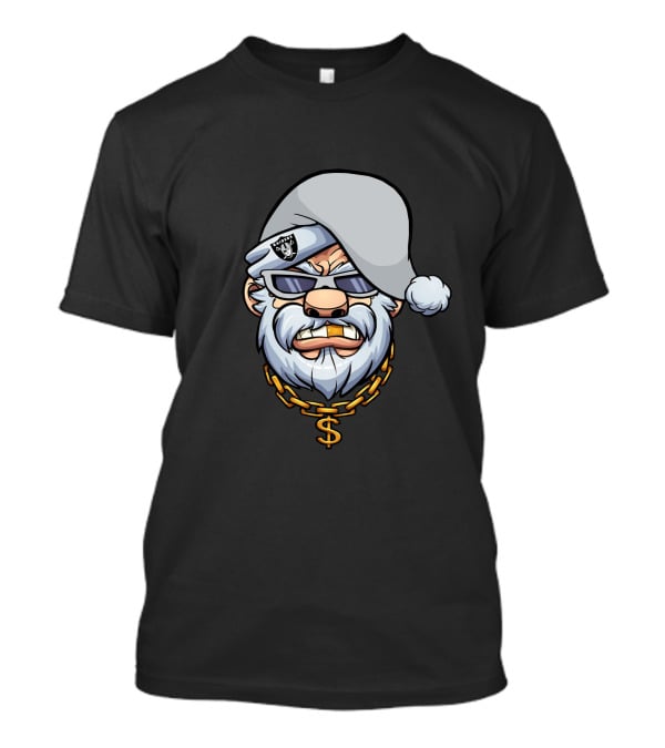 Gangster Santa Raiders Style With Sunglasses And Dollar Chain T-Shirt