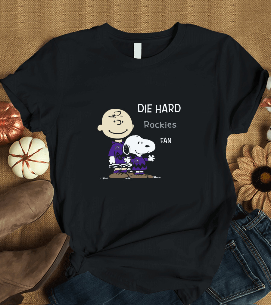 Die Hard Rockies Fan Snoopy and Charlie Brown T-Shirt