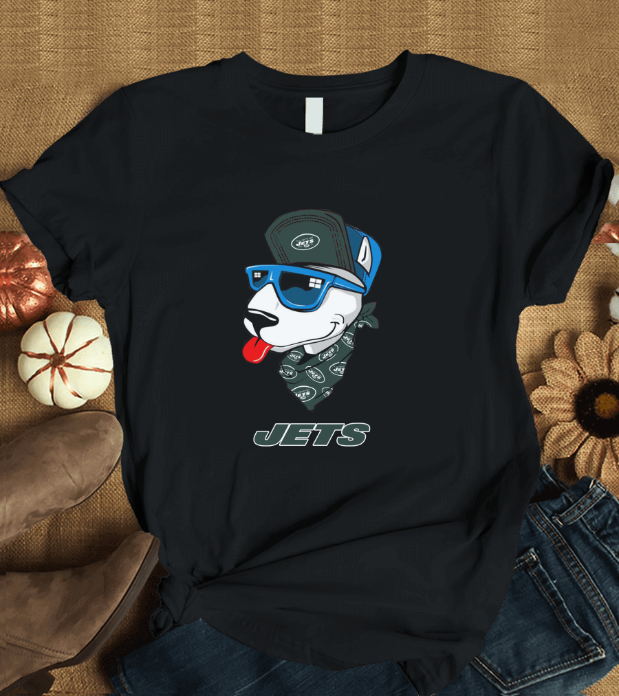Jets Bull Terrier with Bandana and Sunglasses T-Shirt