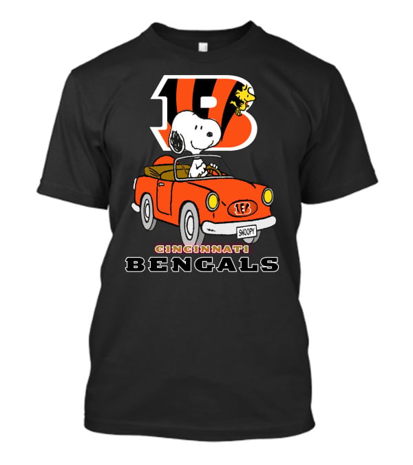 Cincinnati Bengals Snoopy Driving Woodstock Car NFL Peanuts T-Shirt
