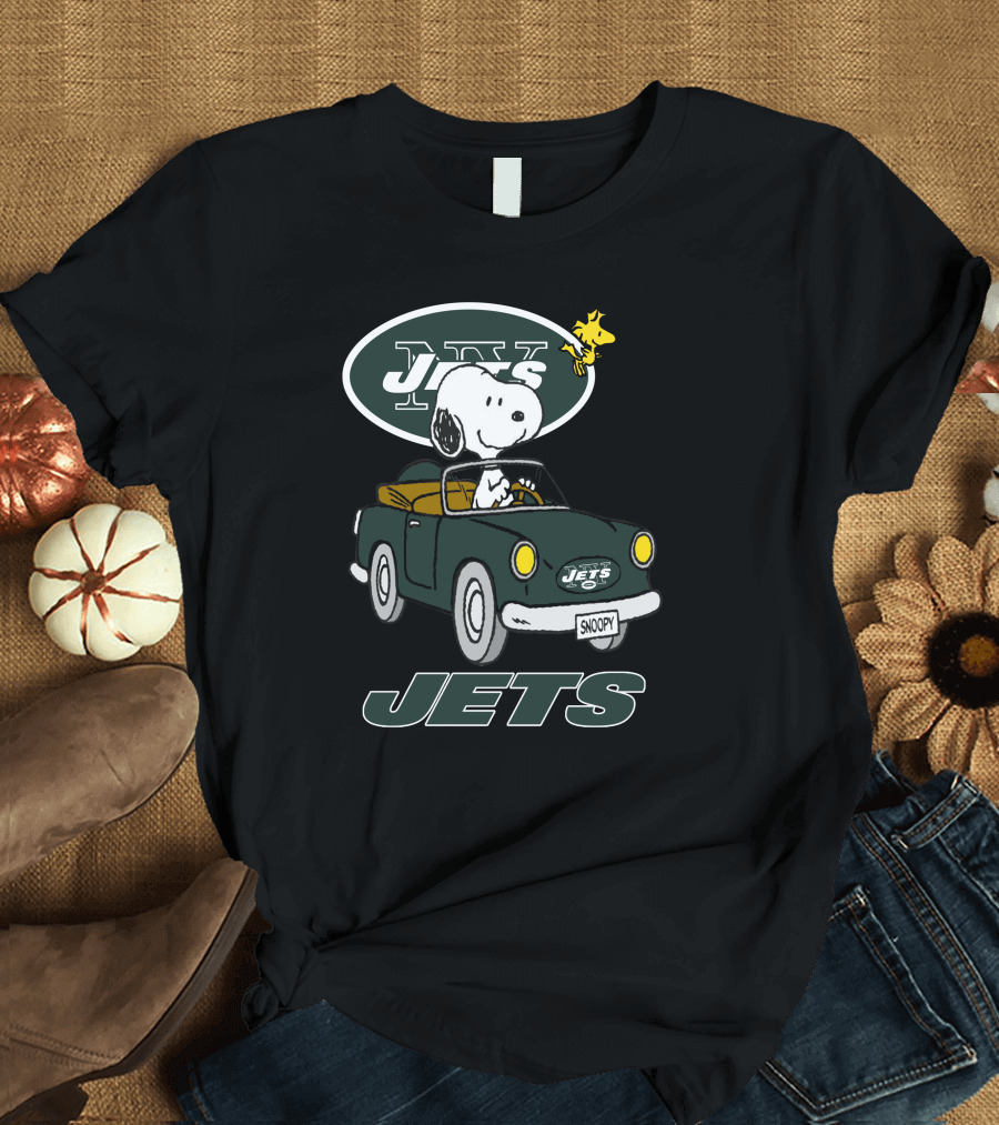 Jets Snoopy Woodstock Driving Car NY T-Shirt