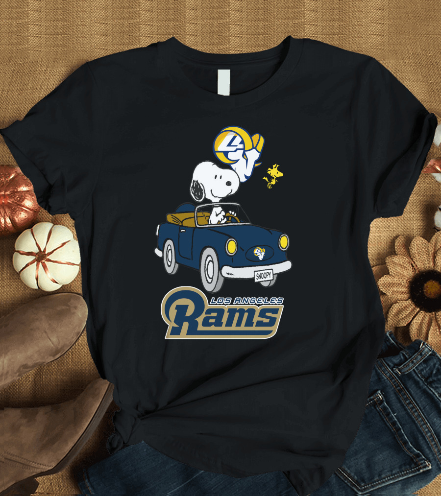 Los Angeles Rams Snoopy Driving with Woodstock T-Shirt