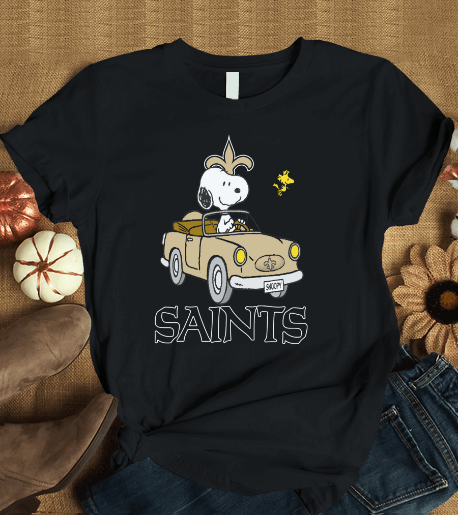 Saints Snoopy and Woodstock Driving Adventure T-Shirt