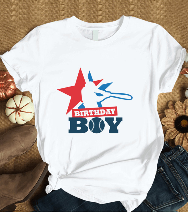 T-Shirt: Birthday Boy Baseball Silhouette Star T-Shirt Birthday Boy Baseball Silhouette Star T-Shirt