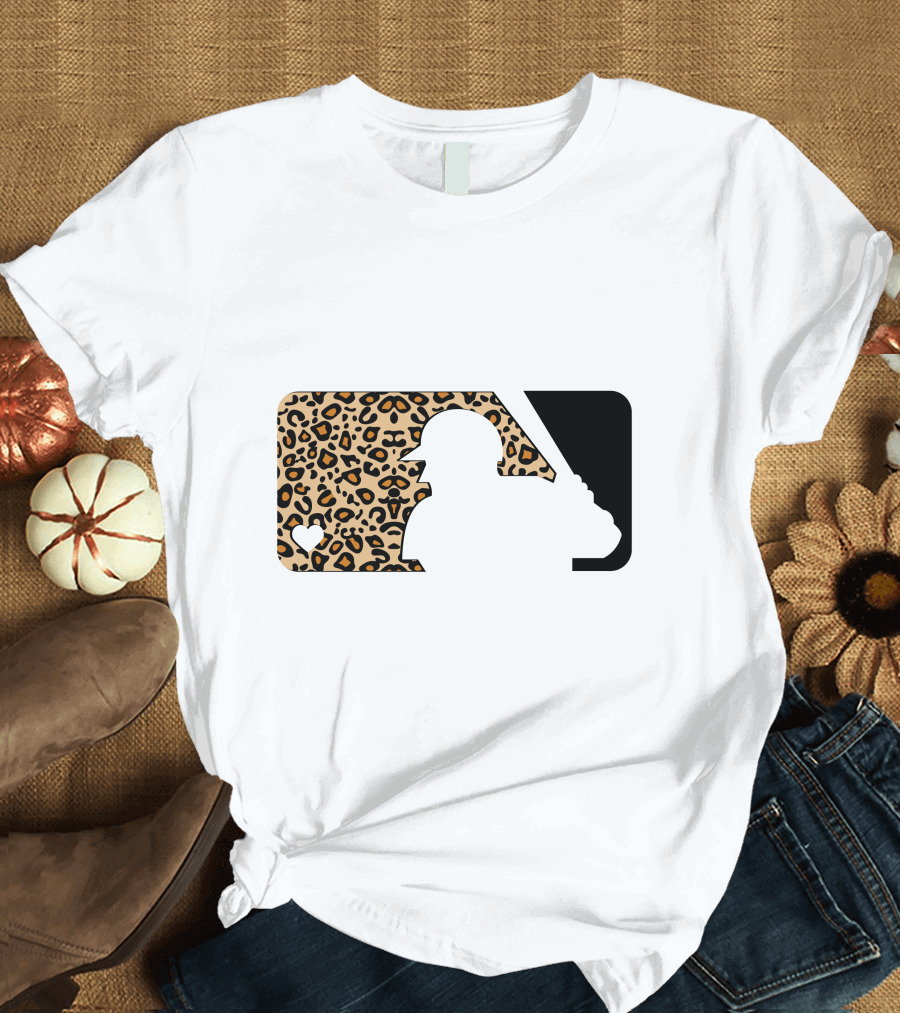 MLB Baseball Leopard Print Batter Silhouette Sublimated T-Shirt