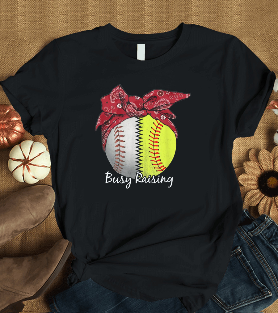 Busy Raising Baseball and Softball Ballers Bandana T-Shirt