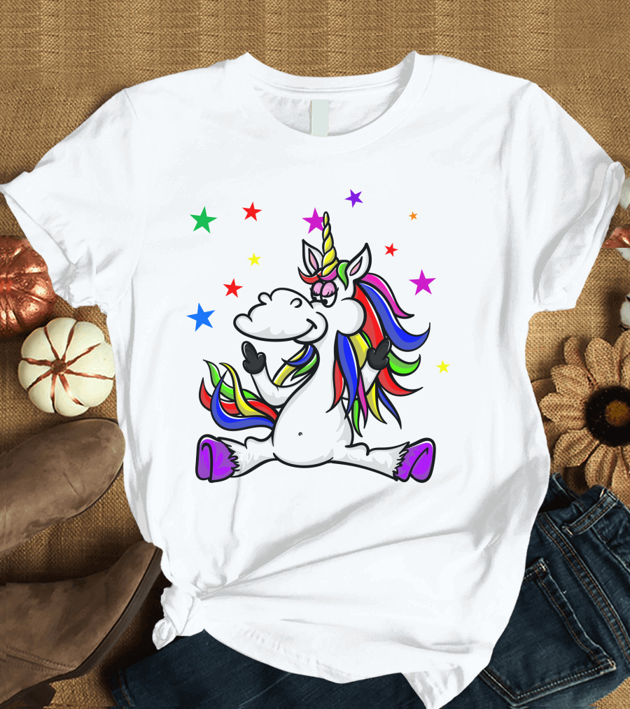 Funny Unicorn Twinkles Rainbow Star T-Shirt