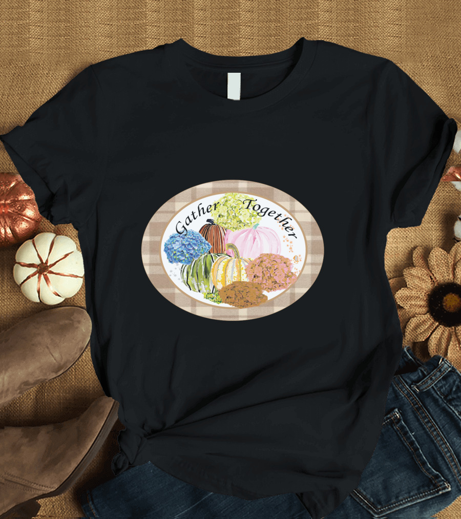 Gather Together Pumpkin Plaid Thanksgiving T-Shirt