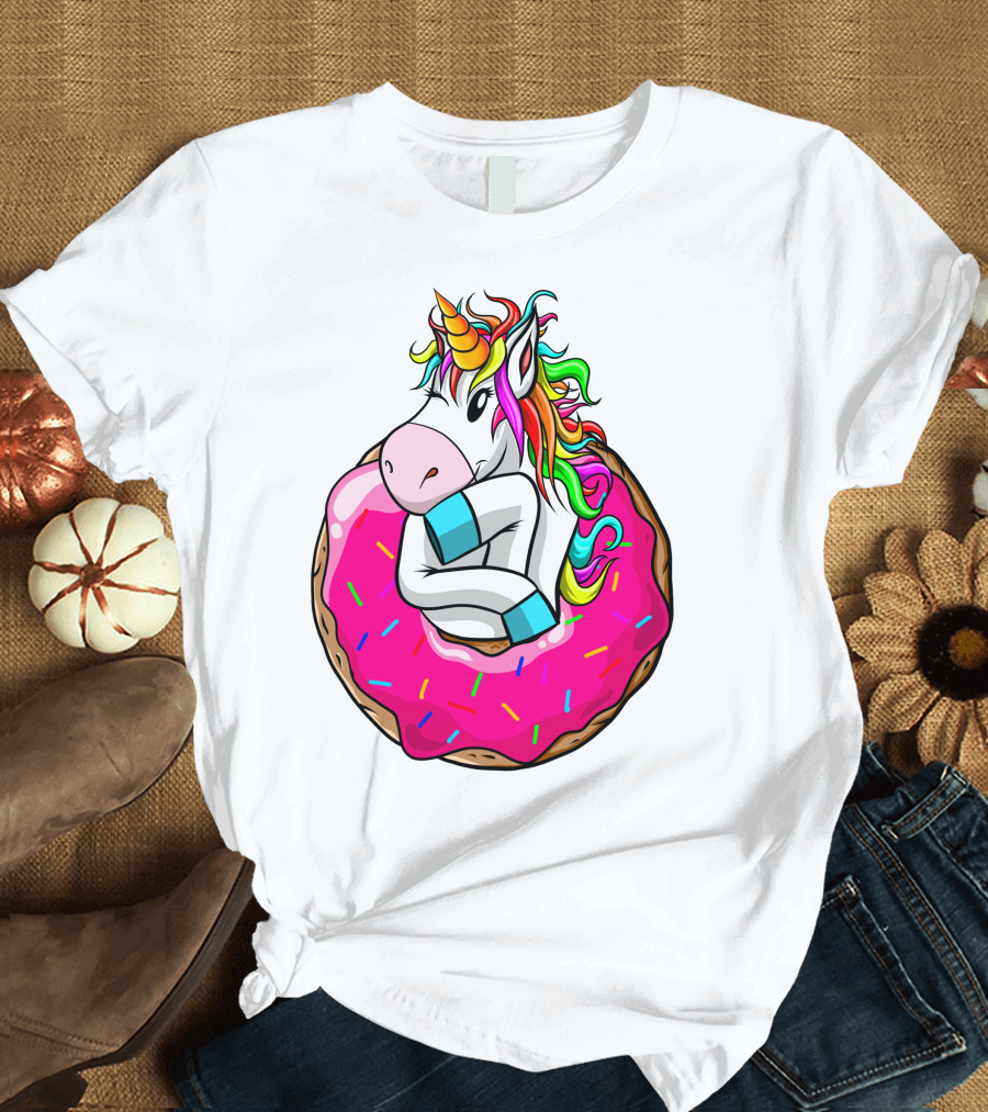 Baby Unicorn Inside Pink Sprinkled Donut T-Shirt