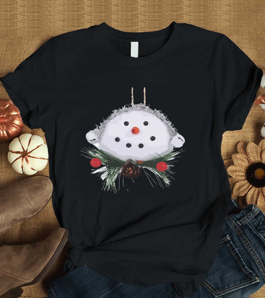 Christmas Snowman Ball Ornament with Pinecones and Berries T-Shirt