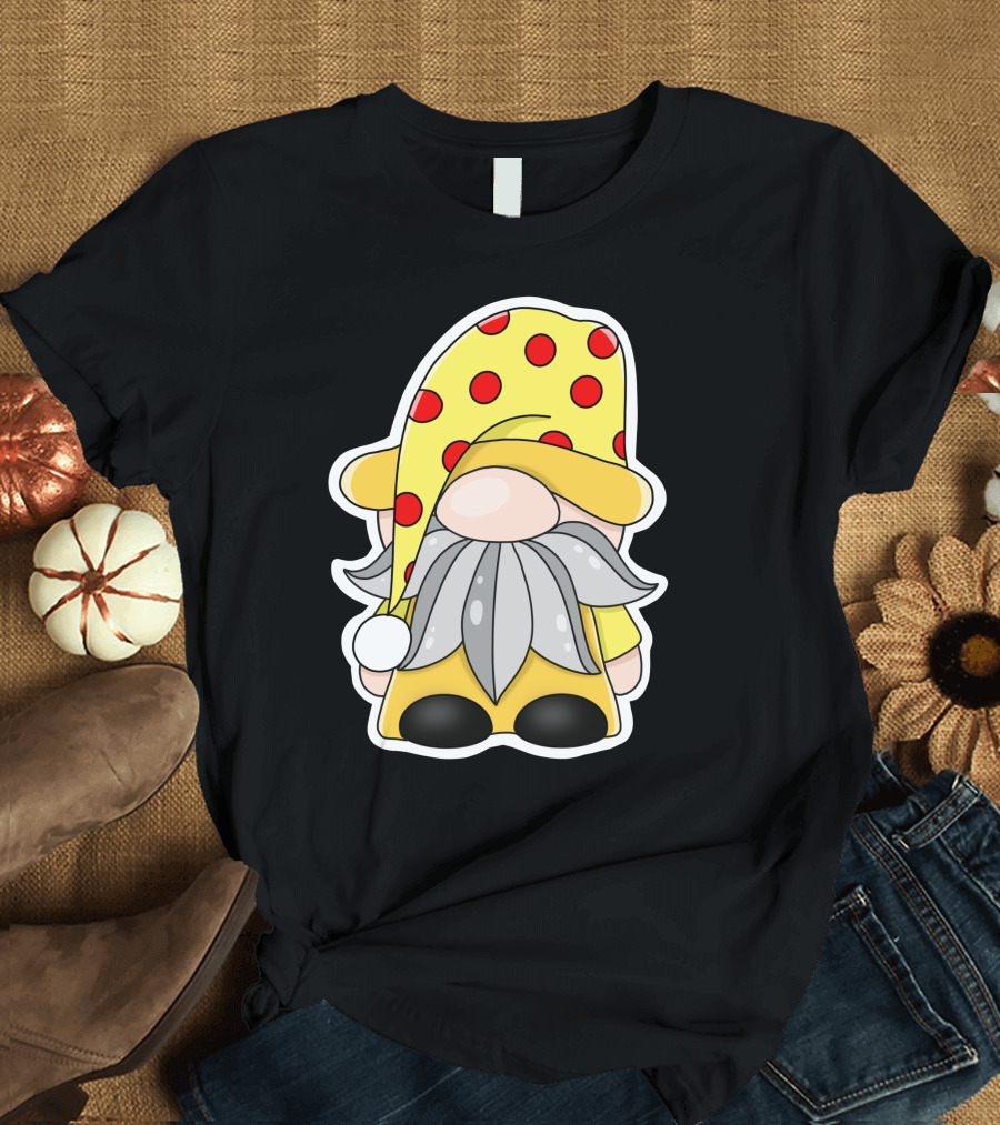 Funny Gnomes Yellow Red Polka Dot Hat T-Shirt