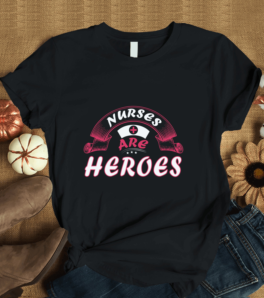 Nurses Are Heroes Red Cross Nurse Hat T-Shirt