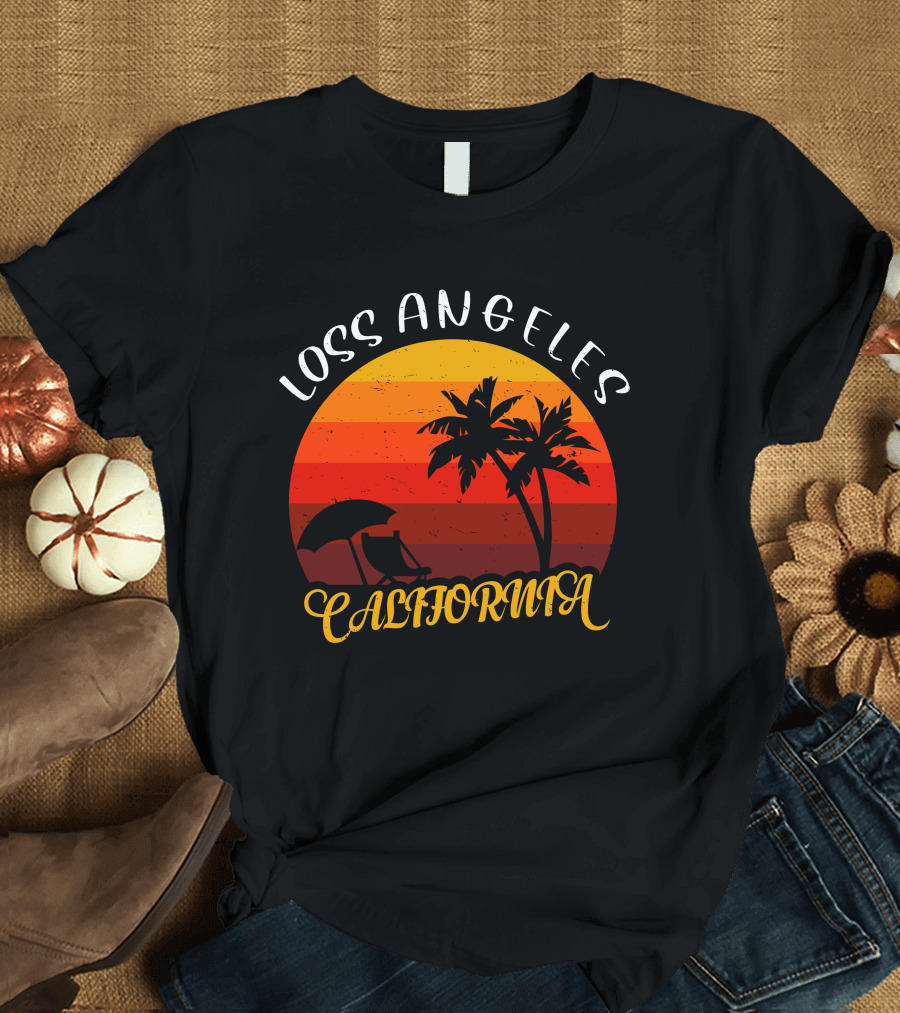 Loss Angeles California Sunset Palm Trees T-Shirt