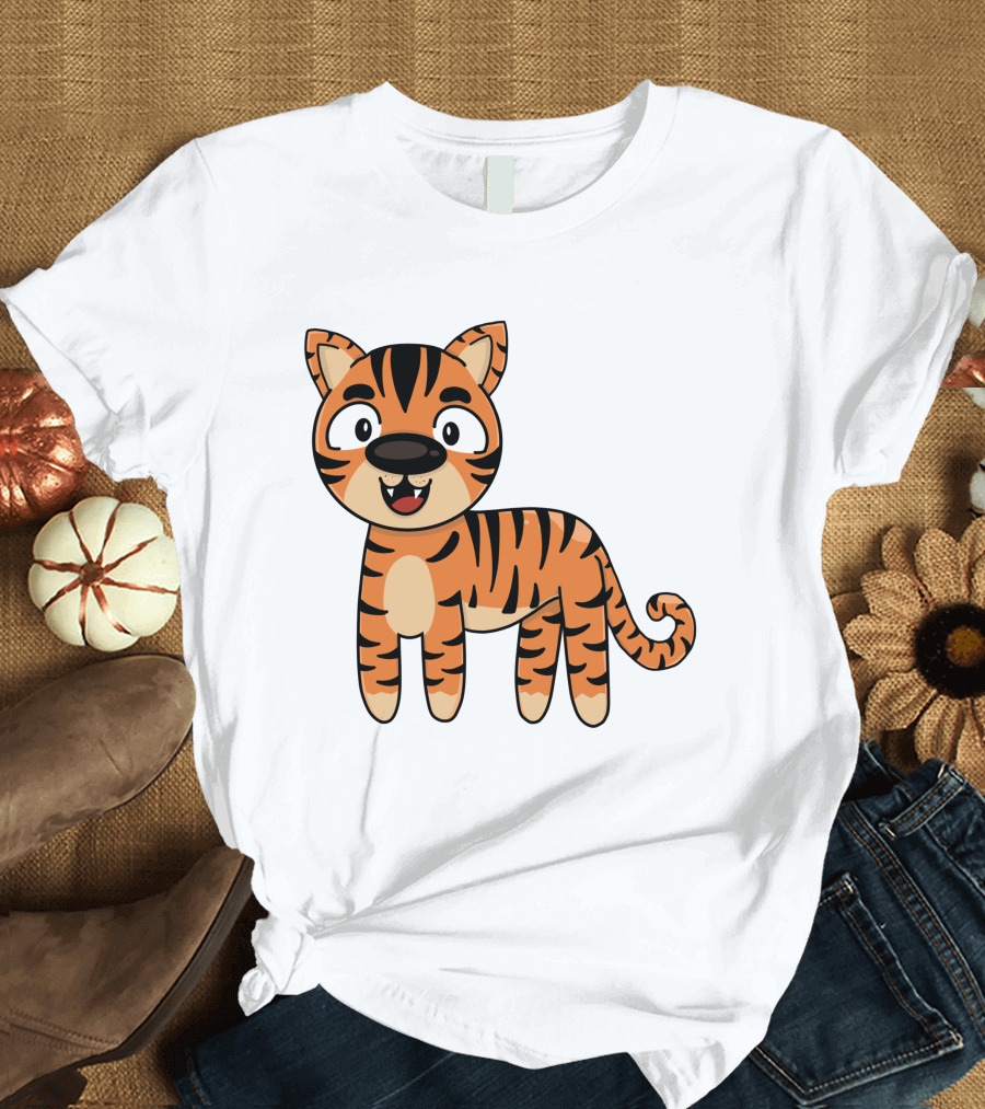 Adorable Striped Cartoon Baby Tiger T-Shirt