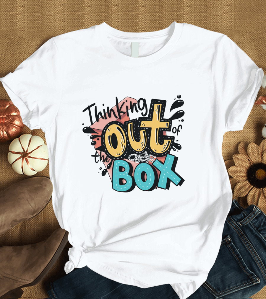Thinking Out of the Box Creative Typography T-Shirt