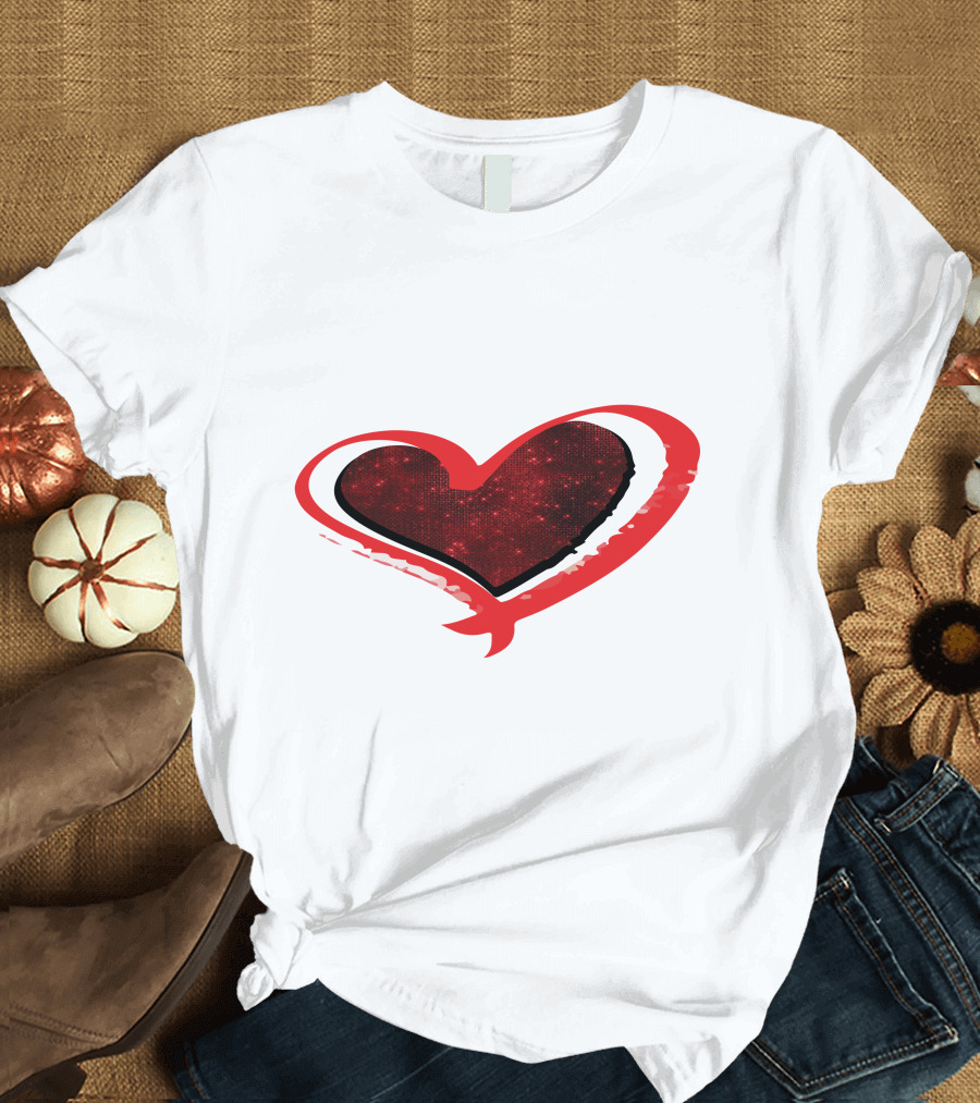 Valentines Day Heart Red Sparkle T-Shirt