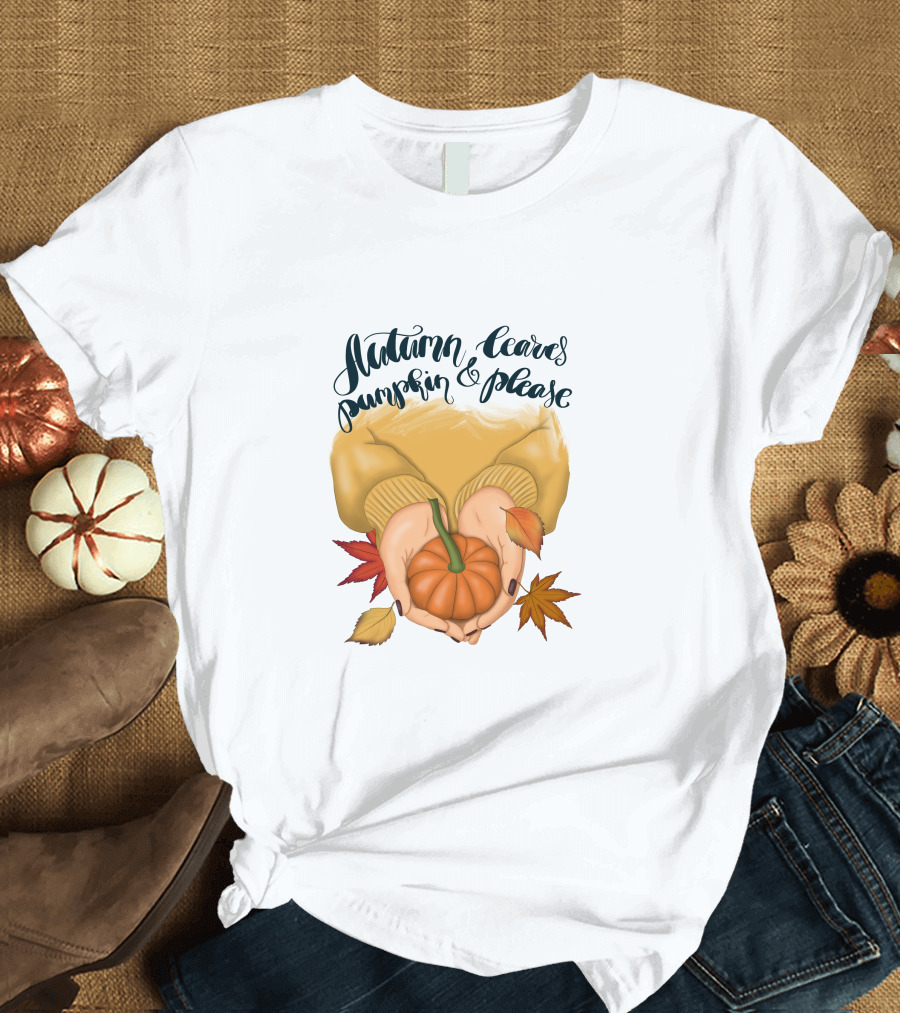 Autumn Leaves Pumpkin Please Cozy Fall Vibes T-Shirt
