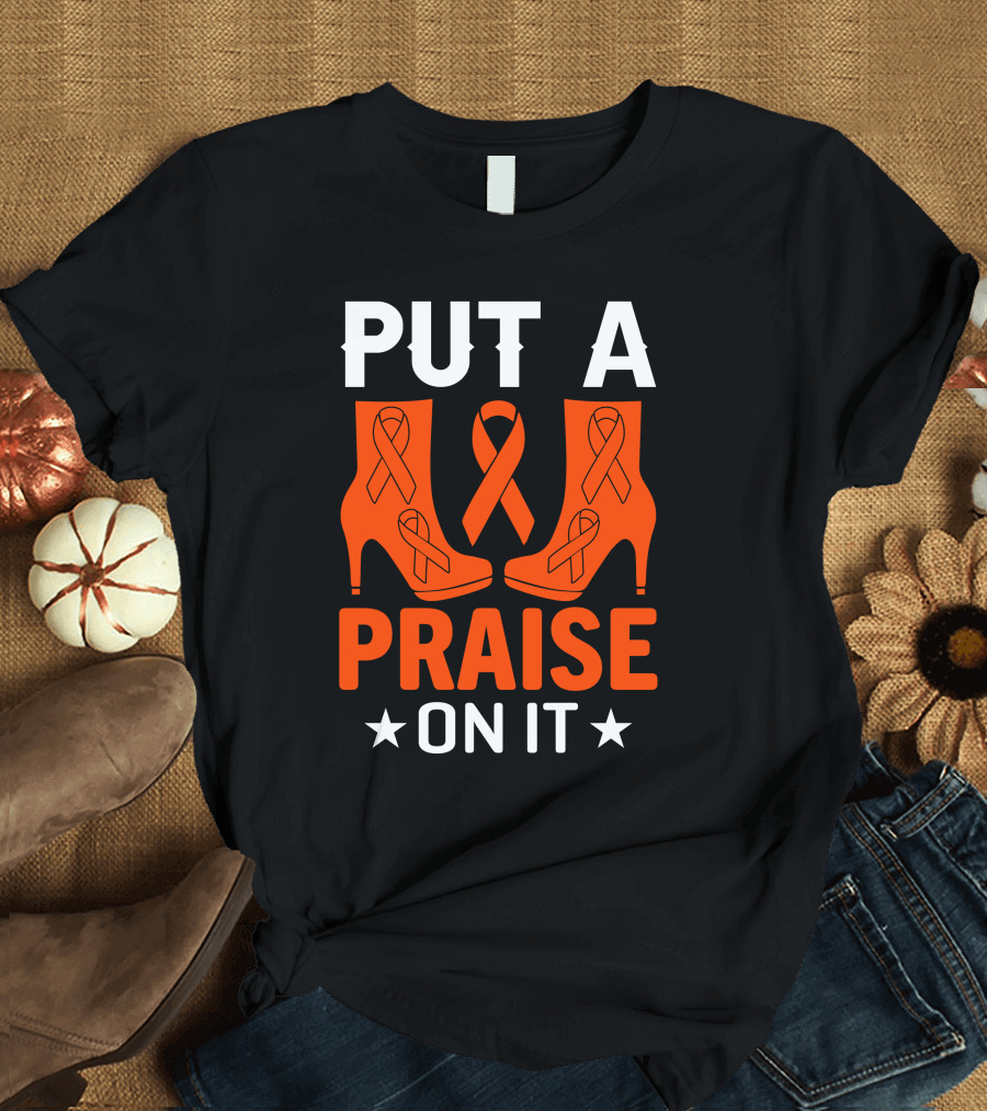 PUT A PRAISE ON IT Orange Ribbon High Heels T-Shirt
