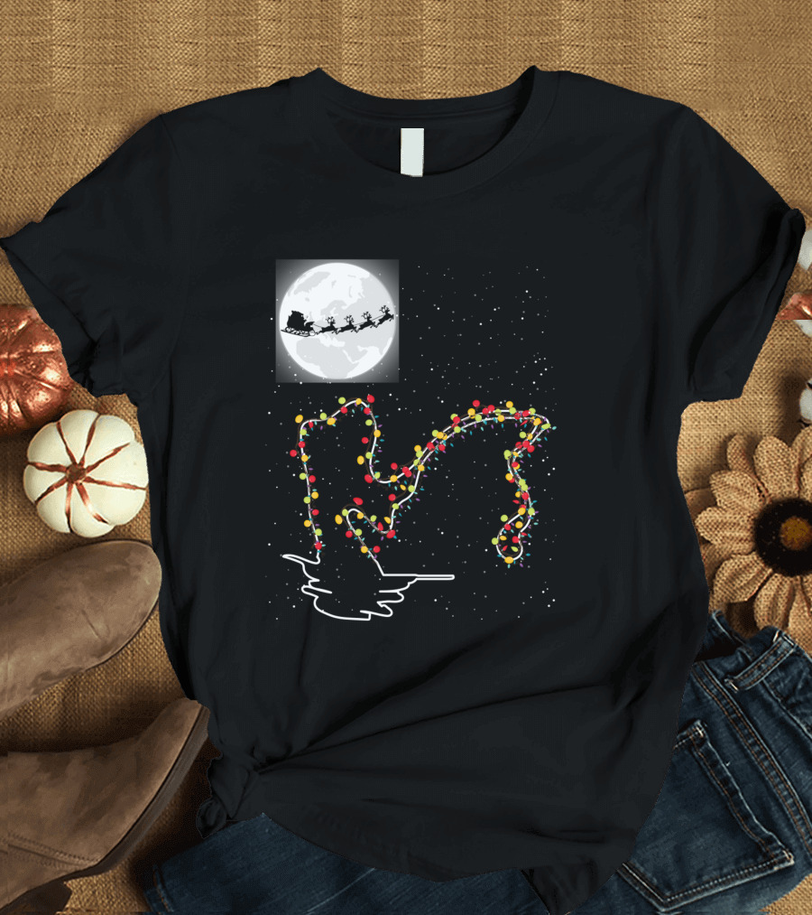Sweet Christmas Night with Santa and Loch Ness Lights T-Shirt