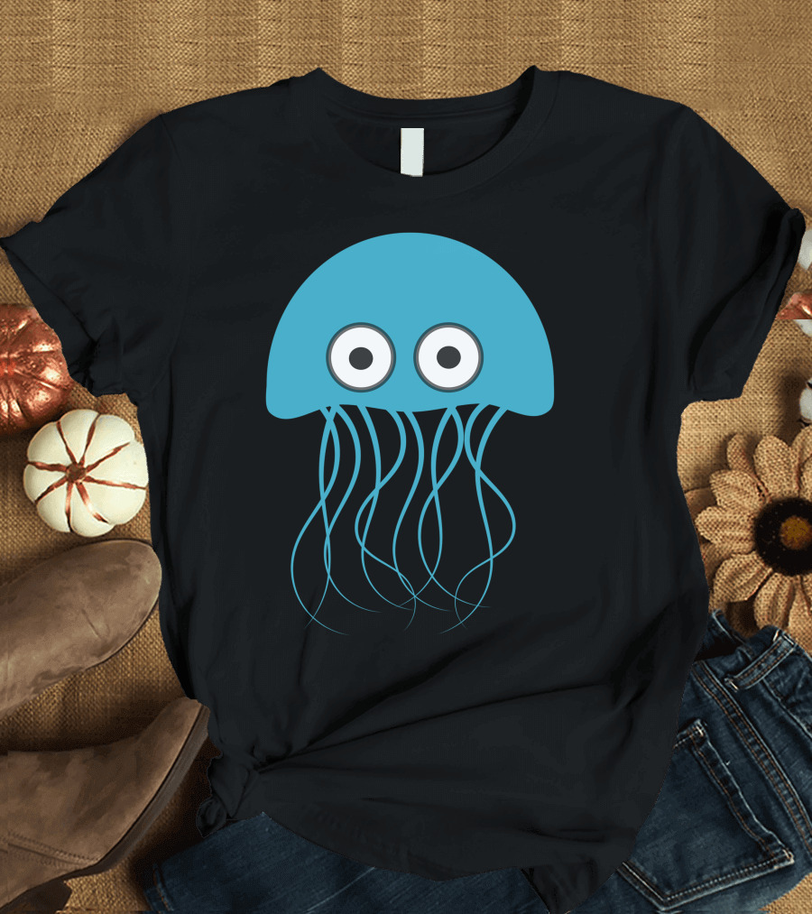Cartoon Jellyfish Blue Eyes T-Shirt