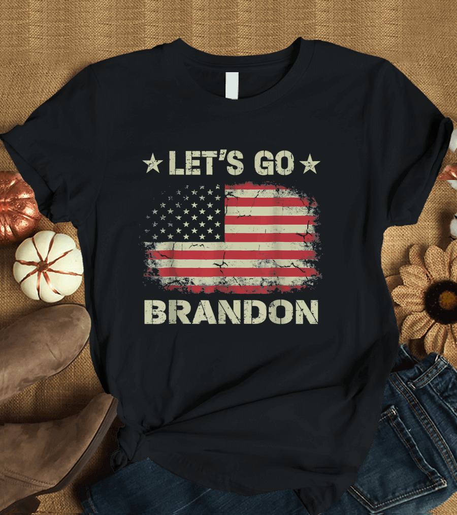 LET'S GO BRANDON American Flag Stars Distressed Patriotic Anti Liberal T-Shirt