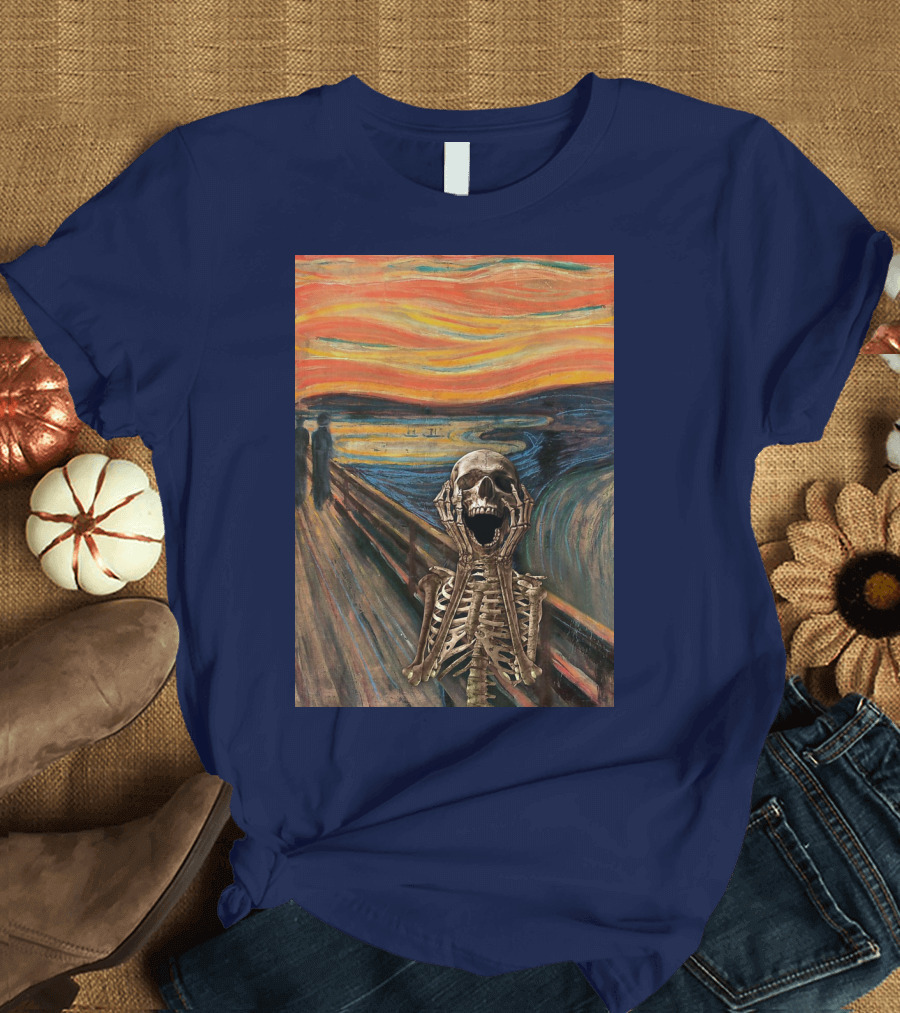 The Scream Skeleton in Edvard Munch T-Shirt