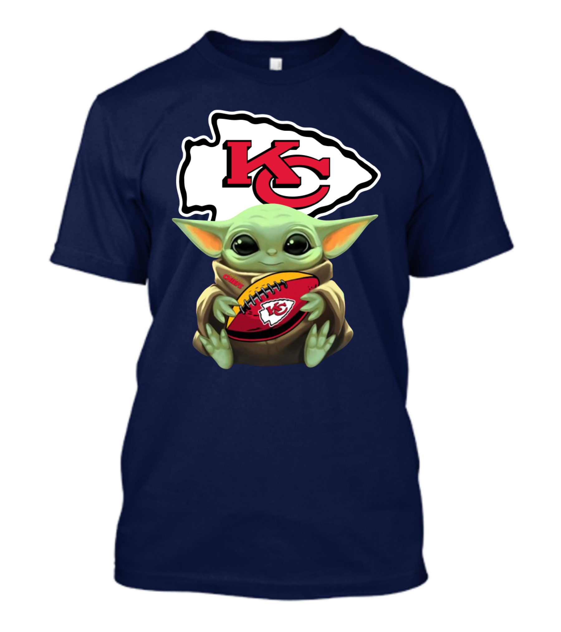 Star Wars The Mandalorian Baby Yoda Kansas City Chiefs Football T-Shirt