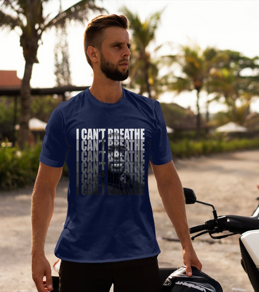 I Can't Breathe Repeated Text With Image Of George Floyd T-Shirt