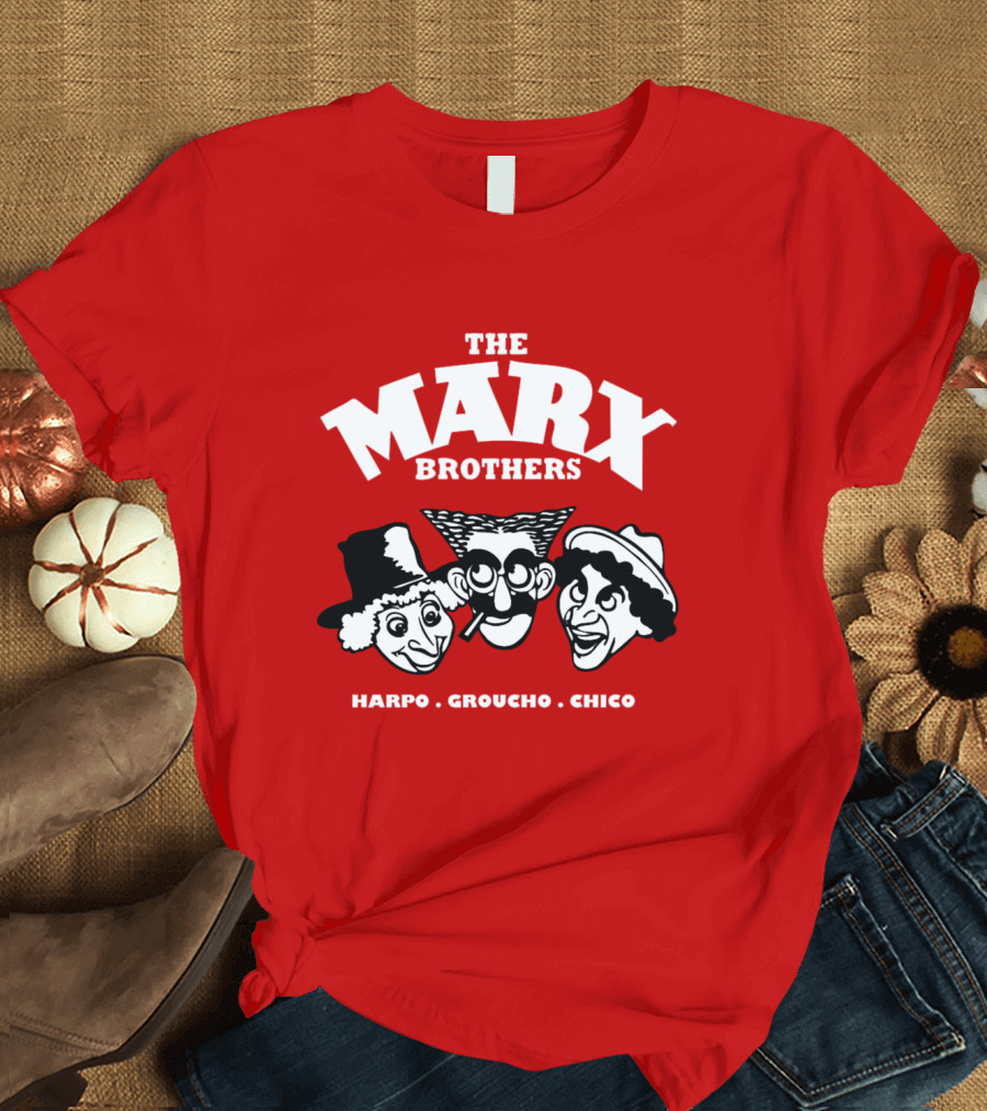 The Marx Brothers Harpo Groucho Chico Classic Comedy Icons Red T-Shirt