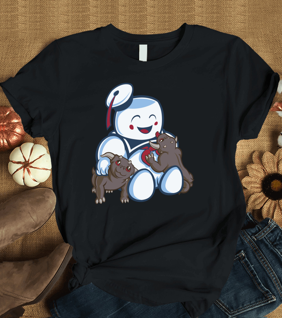 Stay Puft Marshmallow Man and Terror Dogs Ghostbusters Cuteness T-Shirt