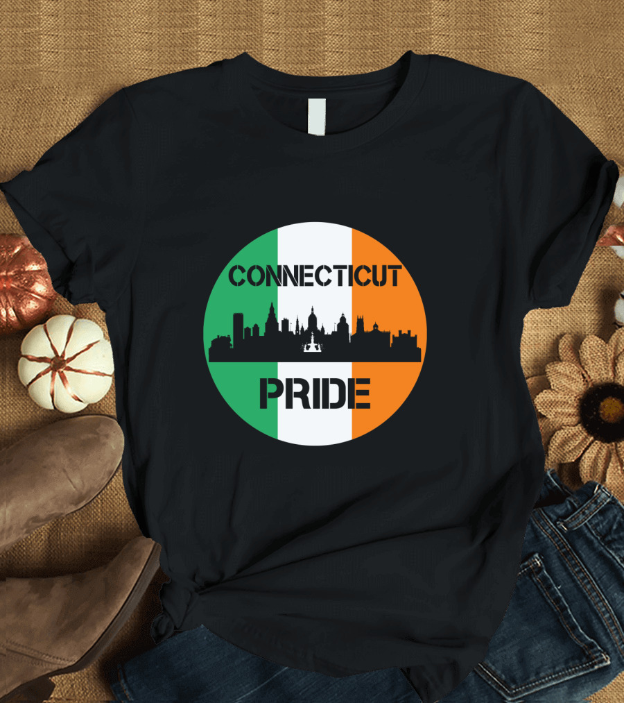 Connecticut Pride Skyline Irish Flag T-Shirt