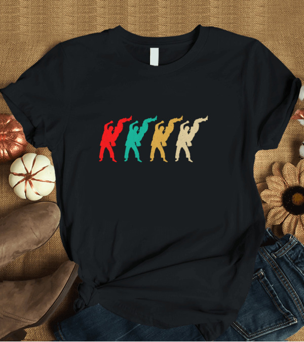 T-Shirt: Vintage Jiu Jitsu Colorful Silhouettes Martial Arts T-Shirt Vintage Jiu Jitsu Colorful Silhouettes Martial Arts T-Shirt