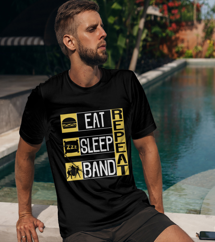 Eat Sleep Band Repeat Music Burger Pillow Icons T-Shirt