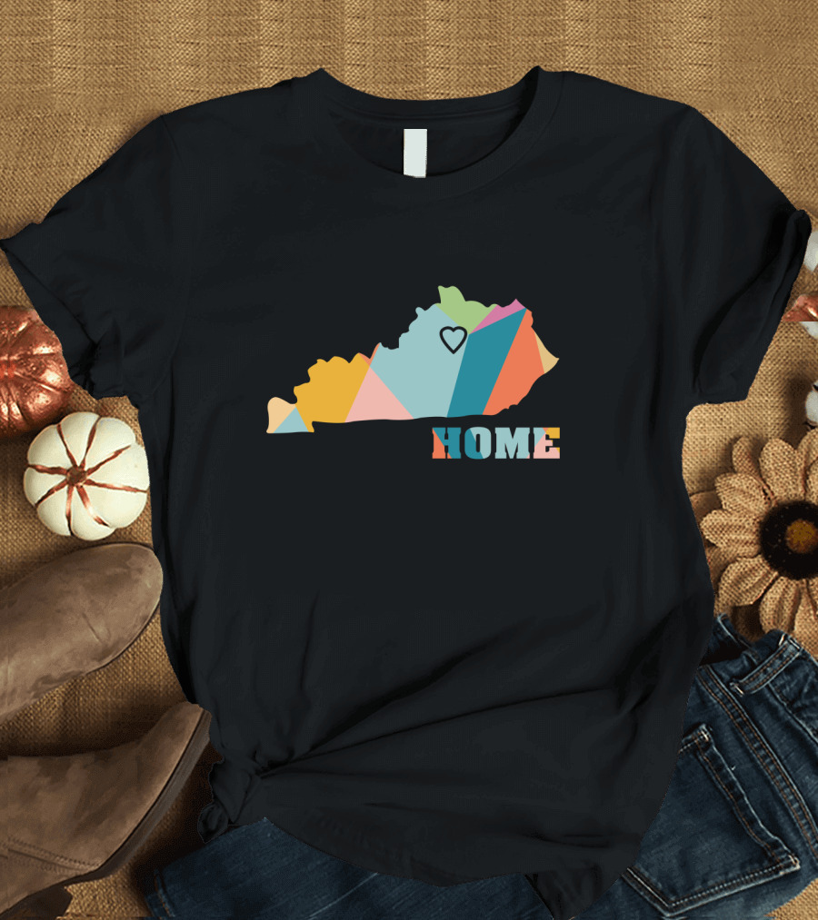 Home Kentucky State Colorful Map Heart T-Shirt