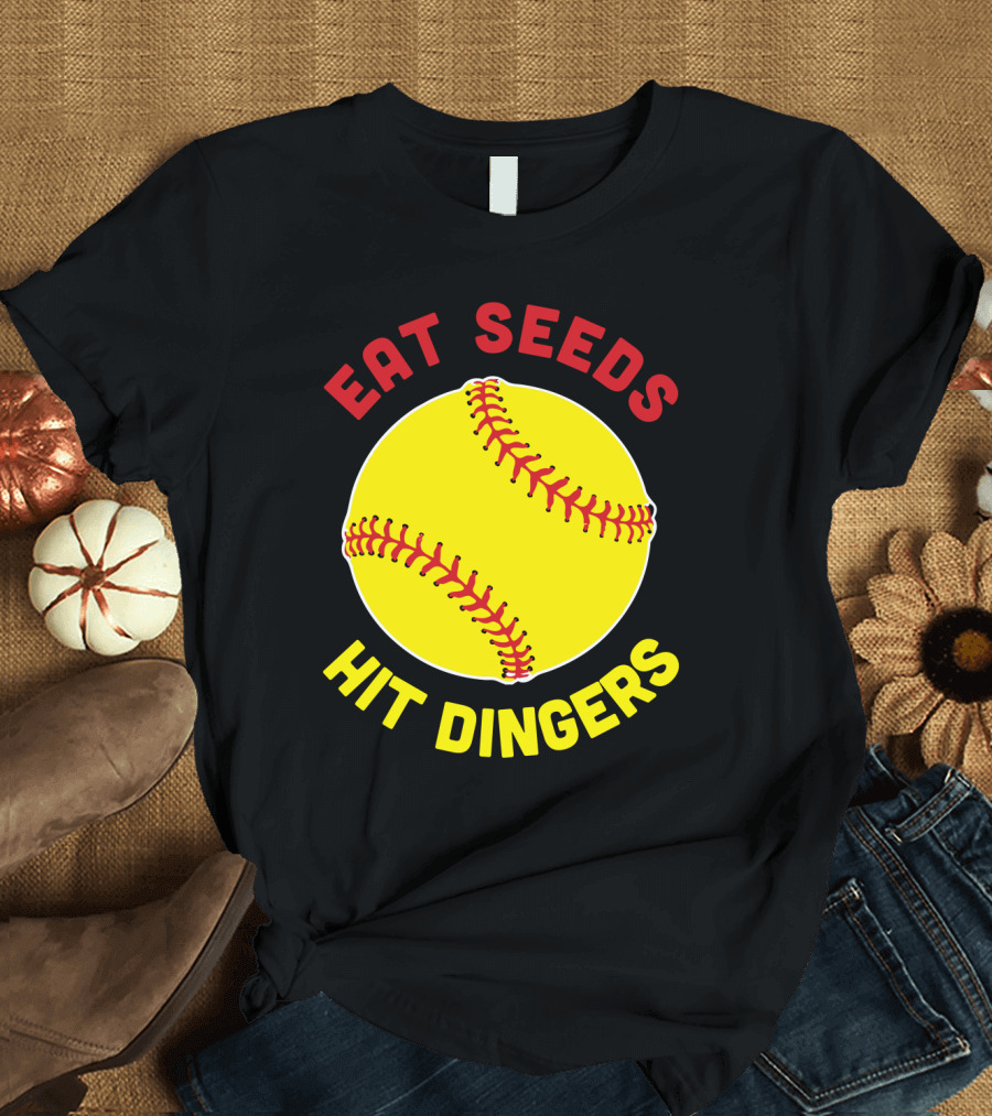 Eat Seeds Hit Dingers Softball Yellow T-Shirt