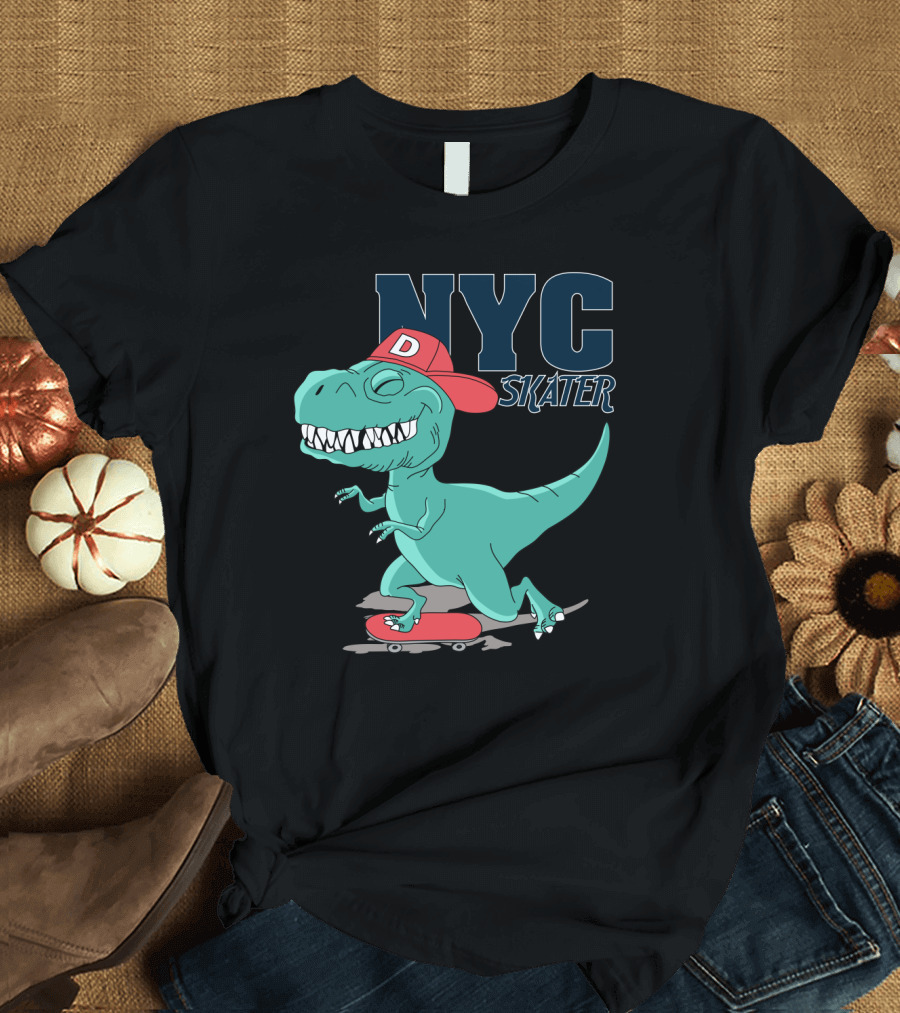 NYC Skater Dinosaur with Red Cap T-Shirt