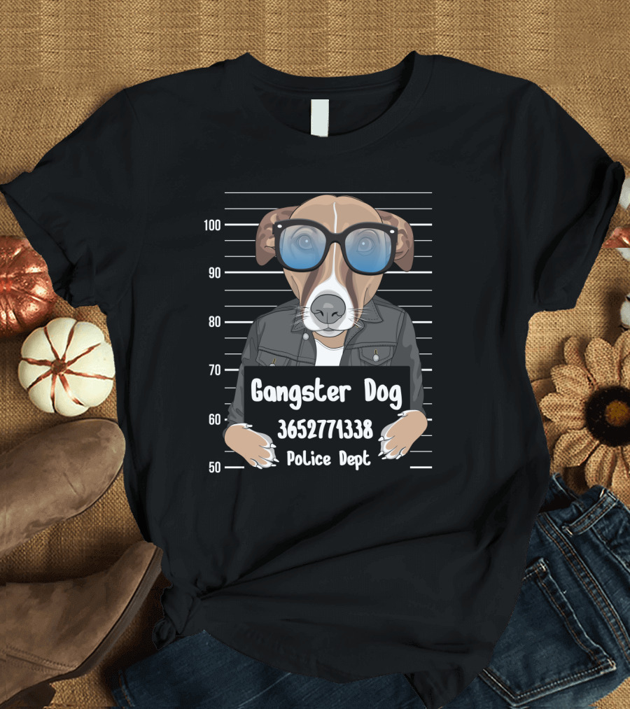 Gangster Dog 3652771338 Police Dept Mugshot T-Shirt