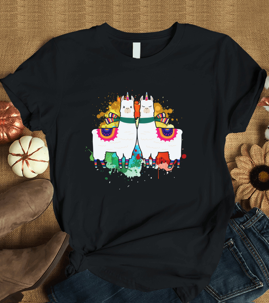 Alpaca Unicorn Unipaca Splash Art Duo T-Shirt