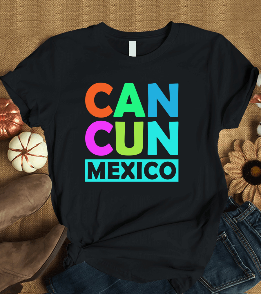 Cancun Mexico Vibrant Block Lettering T-Shirt