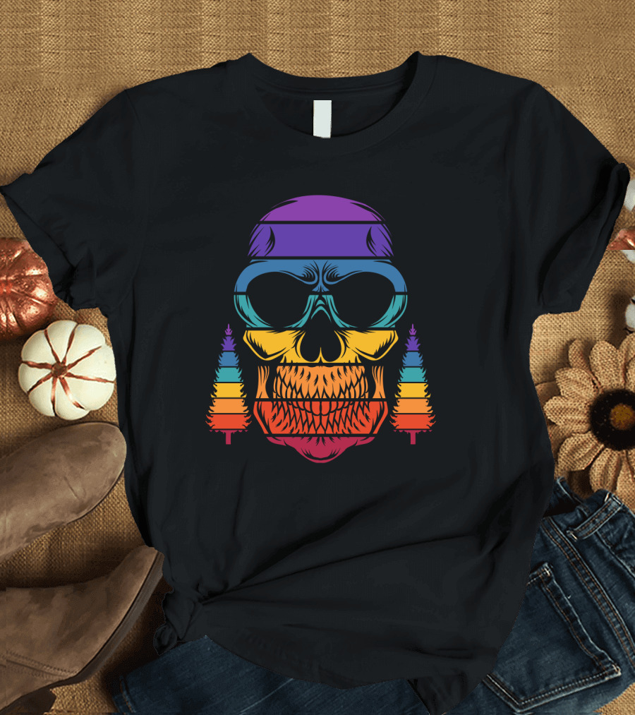 Rainbow Skull with Pine Trees T-Shirt